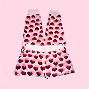 kate spade pink red heart print velour pants